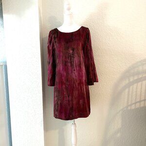 Alice & Olivia Silky Burgundy Tie Dye Mini Dress